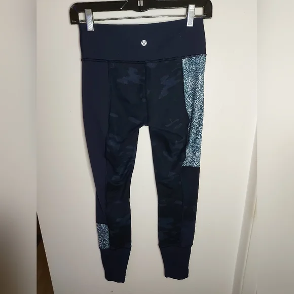 Lululemon Wunder Under Sashiko Patch Camo Inkwell Navy Blue Camo Leggings - Picture 7 of 11
